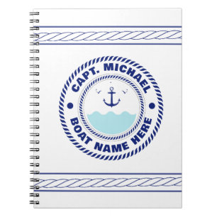 Name des personalisierten Schiffskapitäns Nautical Notizblock