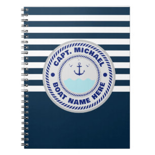 Name des personalisierten Schiffskapitäns Nautical Notizblock