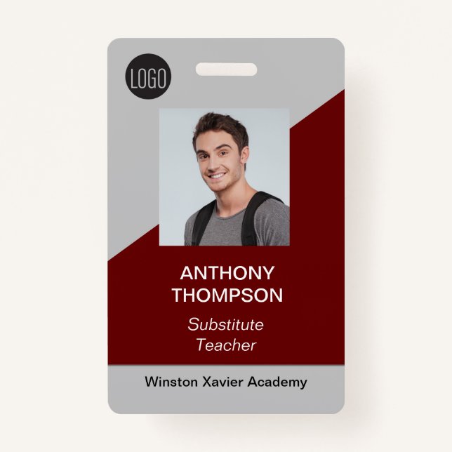 Name des personalisierten Schulpersonals Foto rot Ausweis (Vorderseite)