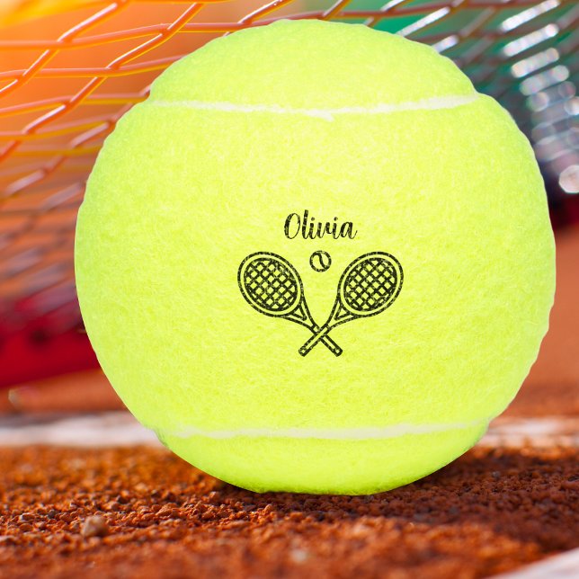 Name des personalisierten Tennis-Themas Tennisbälle (Personalized Name Tennis Racket Ball. For single, doubles and team players.)