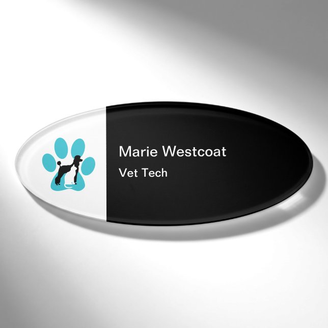 Name des Personals der Pet Care Services Namenschild (Vorderseite)