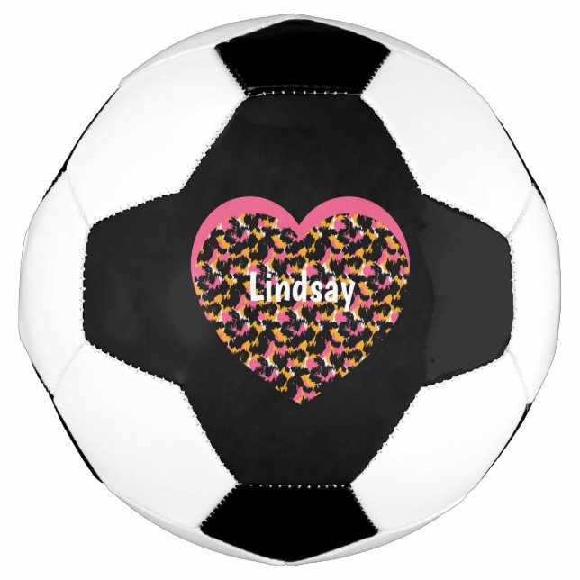 Name des Pulvers Cheetah Animal Print Monogram Nam Fußball (Vorderseite)