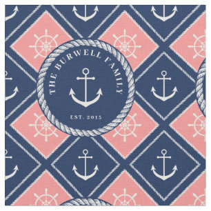 Name des Radmusters des rosa Navy-Anker-Schiffs Stoff