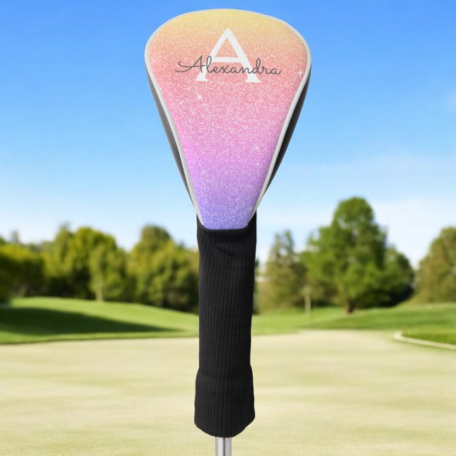 Name des Rainbow-Glitzer und der Sparkle-Monogramm Golf Headcover (Von Creator hochgeladen)
