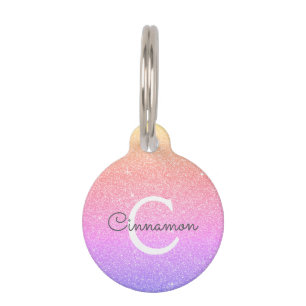 Name des Rainbow-Glitzer und der Sparkle-Monogramm Haustiermarke
