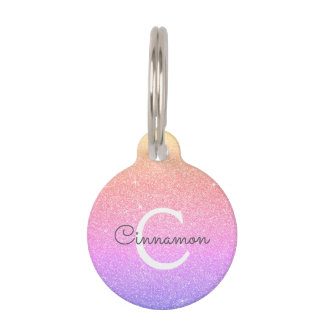 Name des Rainbow-Glitzer und der Sparkle-Monogramm Haustiermarke
