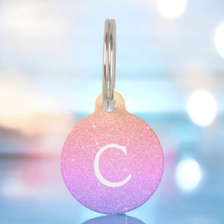 Name des Rainbow-Glitzer und der Sparkle-Monogramm Haustiermarke
