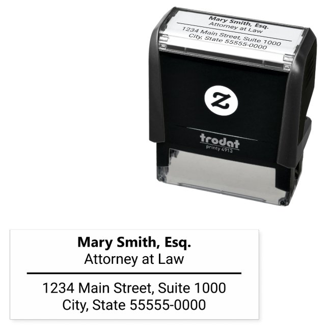 Name des Rechtsanwalts Berufliche Rücksendeadresse Permastempel (Beispiel)