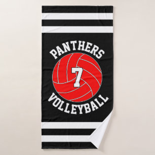 Name des Red Volleyball Teams und Nummer des Spiel Badehandtuch