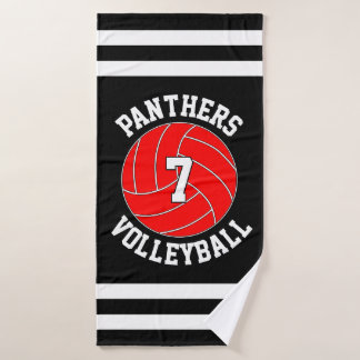 Name des Red Volleyball Teams und Nummer des Spiel Badehandtuch
