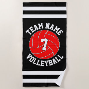 Name des Red Volleyball Teams und Nummer des Spiel Strandtuch