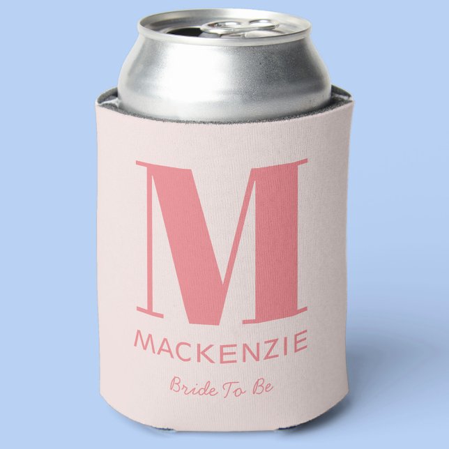 Name des rosa Monogramms Dosenkühler (Bride to Be personalized monogram name can cooler in blush pink)