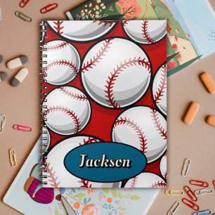 Name des roten und blauen Baseballmusters Notizblock