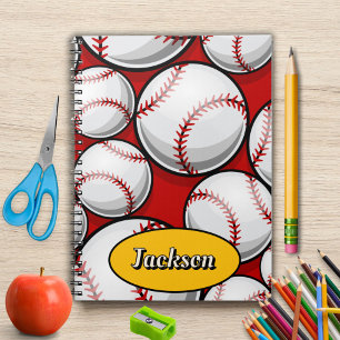Name des roten und gelben Baseballmusters Notizblock