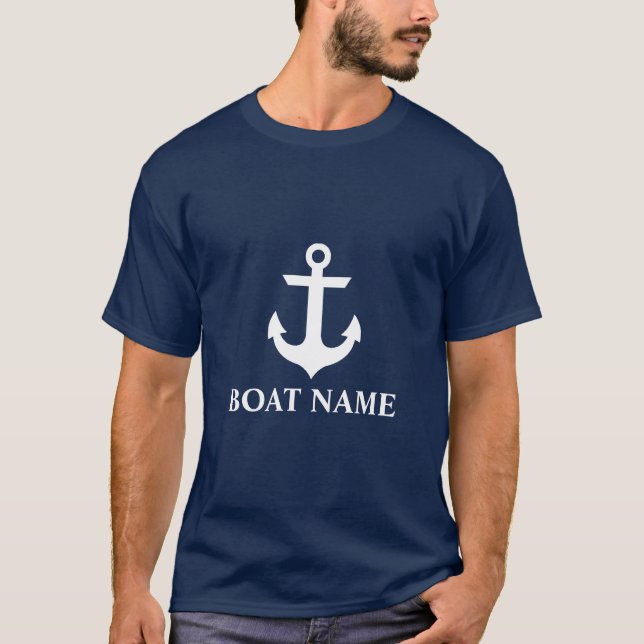 Name des Schiffes Anchor Blau T-Shirt (Vorderseite)