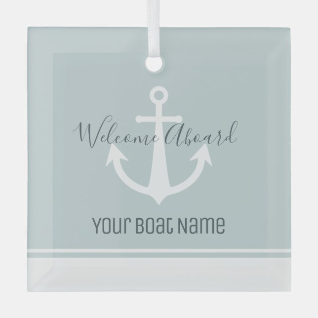Name des Schiffes Anchor Nautic Ornament Aus Glas (Vorderseite)