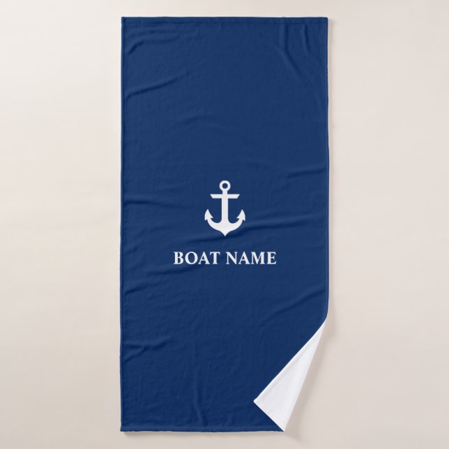 Name des Schiffes Anchor Navy Blue Badehandtuch (Badehandtuch)