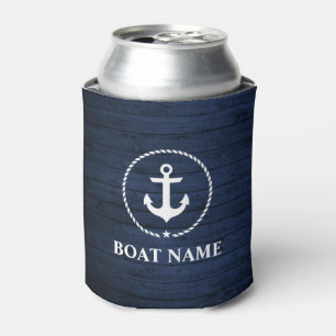 Name des Schiffes Anchor Rope Blue Wood Dosenkühler