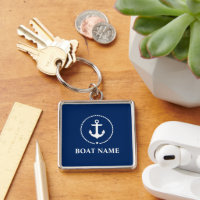 Name des Schiffes Anchor Rope Navy Blue Square