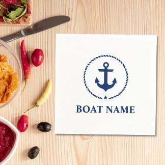 Name des Schiffes Anchor Rope Navy Blue und White Serviette