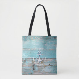 Name des Schiffes Anchor Rustikales Holz Tasche