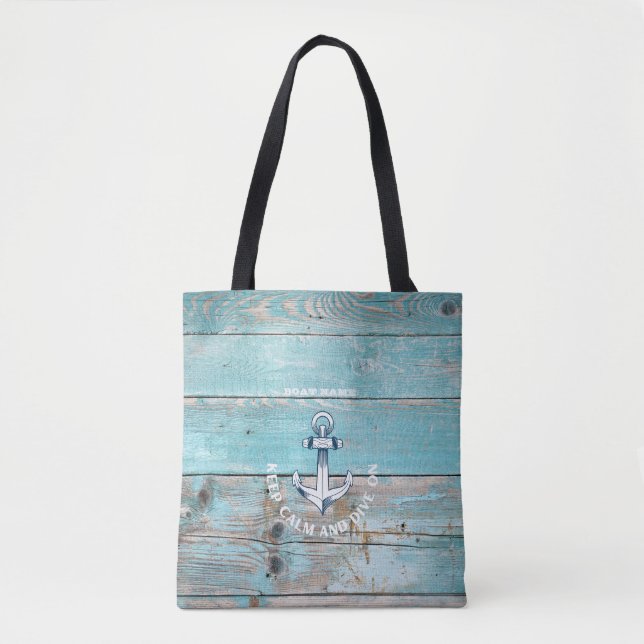Name des Schiffes Anchor Rustikales Holz Tasche (Vorderseite)