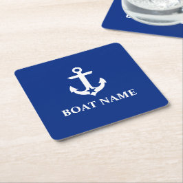 Name des Schiffes Anchor Star Blue Rechteckiger Pappuntersetzer
