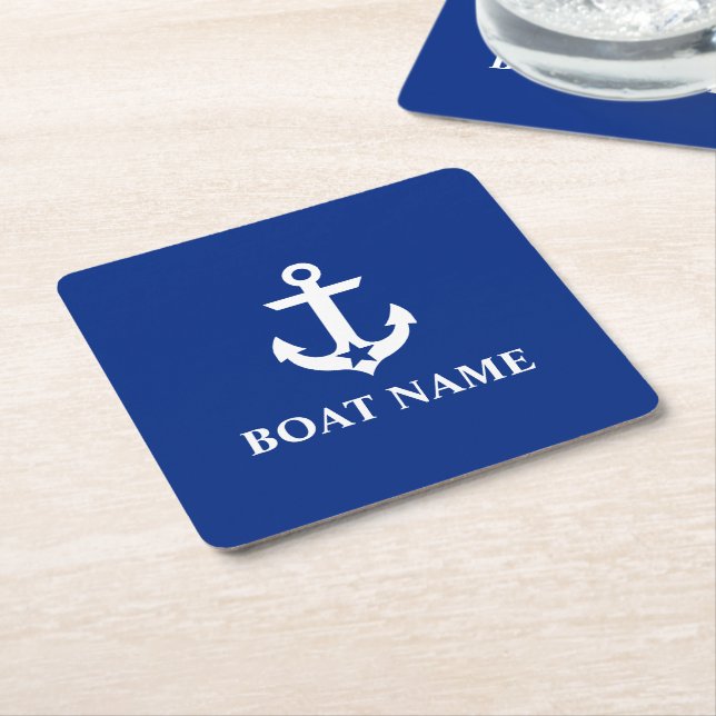 Name des Schiffes Anchor Star Blue Rechteckiger Pappuntersetzer (angewinkelt)