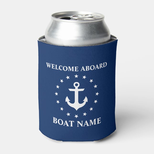 Name des Schiffes Anchor Sterne Blau Willkommen Dosenkühler (Kanne Vorderseite)