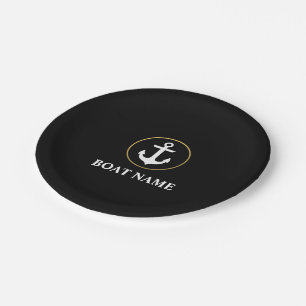 Name des Schiffes Anker Black Gold Pappteller