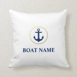 Name des Schiffes Anker Blau Weißes Gold Kissen