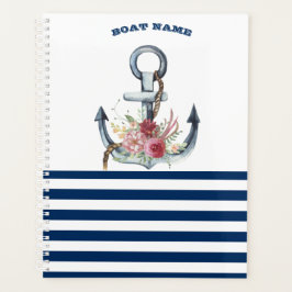 Name des Schiffes, Anker Blume Navy Blue Streifen Planer