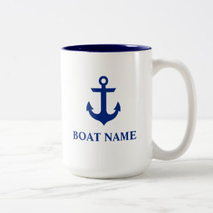 Name des Schiffes Anker groß Zweifarbige Tasse