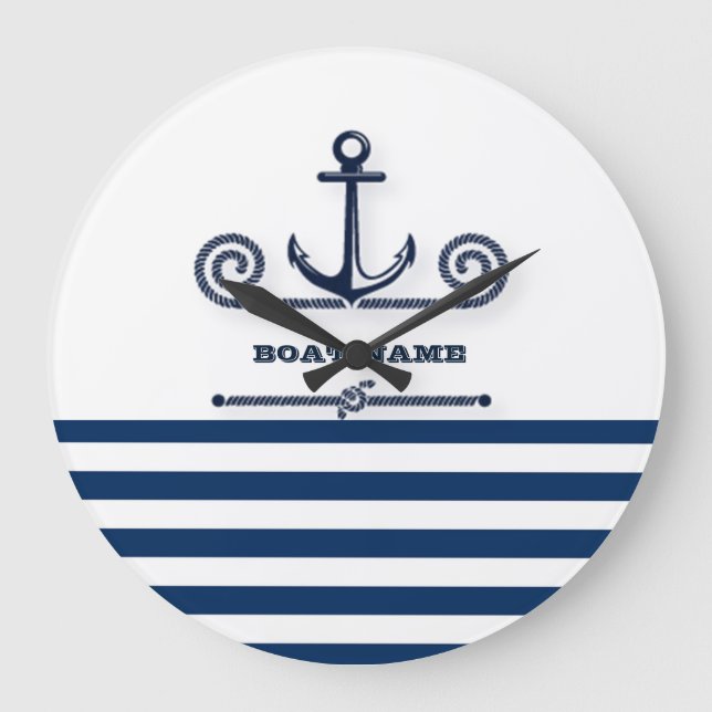 Name des Schiffes, Anker, Seil, Blaue Streifen der Große Wanduhr (Vorderseite)