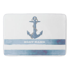 Name des Schiffes, Anker, Seile, Blaue Streifen Badematte