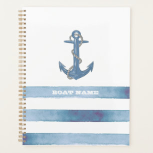 Name des Schiffes, Anker, Seile, Blaue Streifen Planer