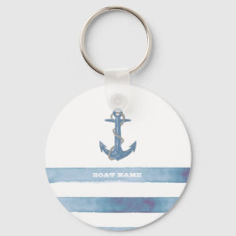 Name des Schiffes, Anker, Seile, Blaue Streifen Schlüsselanhänger
