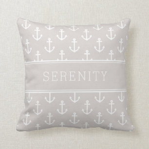 Name des Schiffes Anker und Streifen Tan Kissen