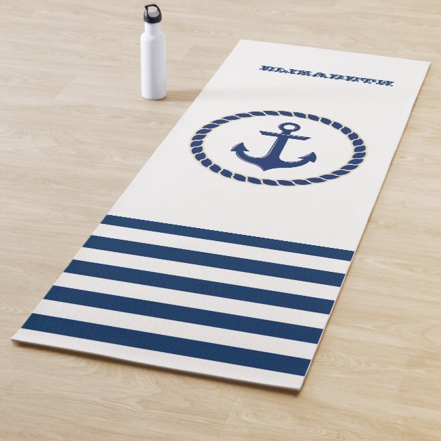 Name des Schiffes, Ankernacht blau gestreift Yogamatte (Beispiel)