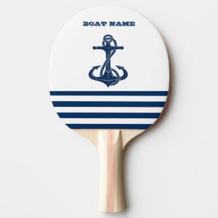 Name des Schiffes, Ankernacht Blaue Streifen Tischtennis Schläger
