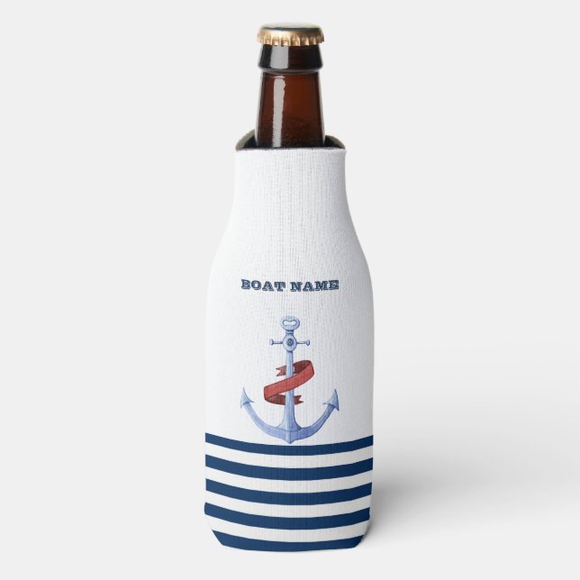 Name des Schiffes, Blaue Ankernacht, blau gestreif Flaschenkühler (Flaschenvorderseite)