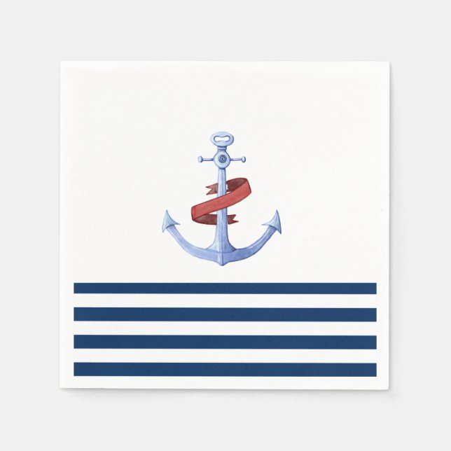 Name des Schiffes, Blaue Ankernacht, blau gestreif Serviette (Vorderseite)