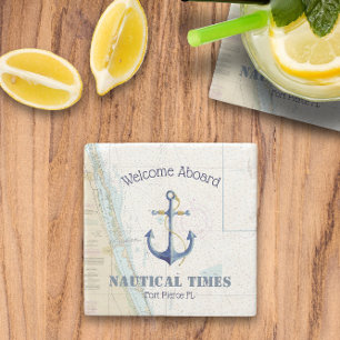 ⚓ Name des Schiffes Florida + Begrüßung Steinuntersetzer