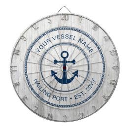 Name des Schiffes Jahr nautischer Anker rustikal Dartscheibe