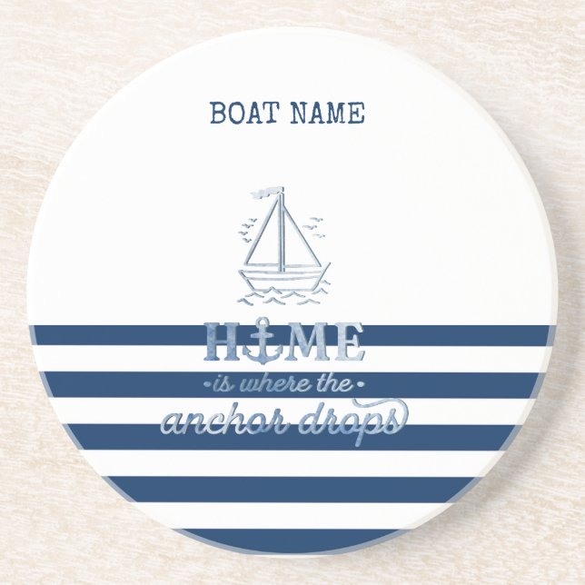 Name des Schiffes,Name des Anchor Sea Marine blau  Getränkeuntersetzer (Vorne)