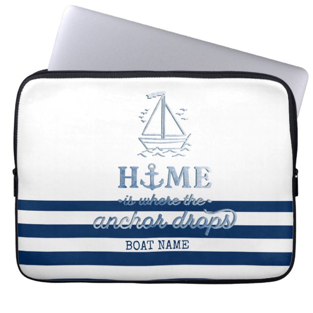 Name des Schiffes,Name des Anchor Sea Marine blau  Laptopschutzhülle (Vorderseite)