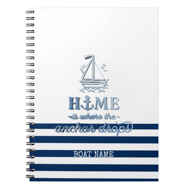 Name des Schiffes,Name des Anchor Sea Marine blau  Notizblock (Vorderseite)