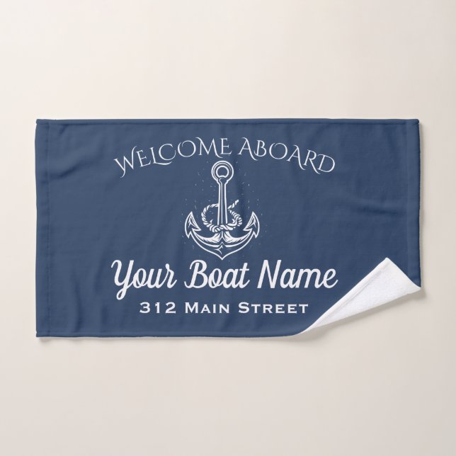 Name des Schiffes: Nautic Navy Blauer Empfang auf  Handtuch (Handtuch)