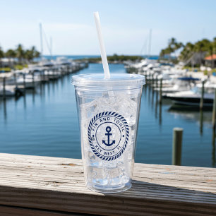 Name des Schiffes Nautic Navy Blue Anchor Acryltrinkbecher
