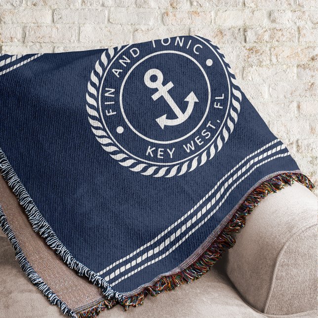 Name des Schiffes Nautic Navy Blue Anchor Decke (Von Creator hochgeladen)